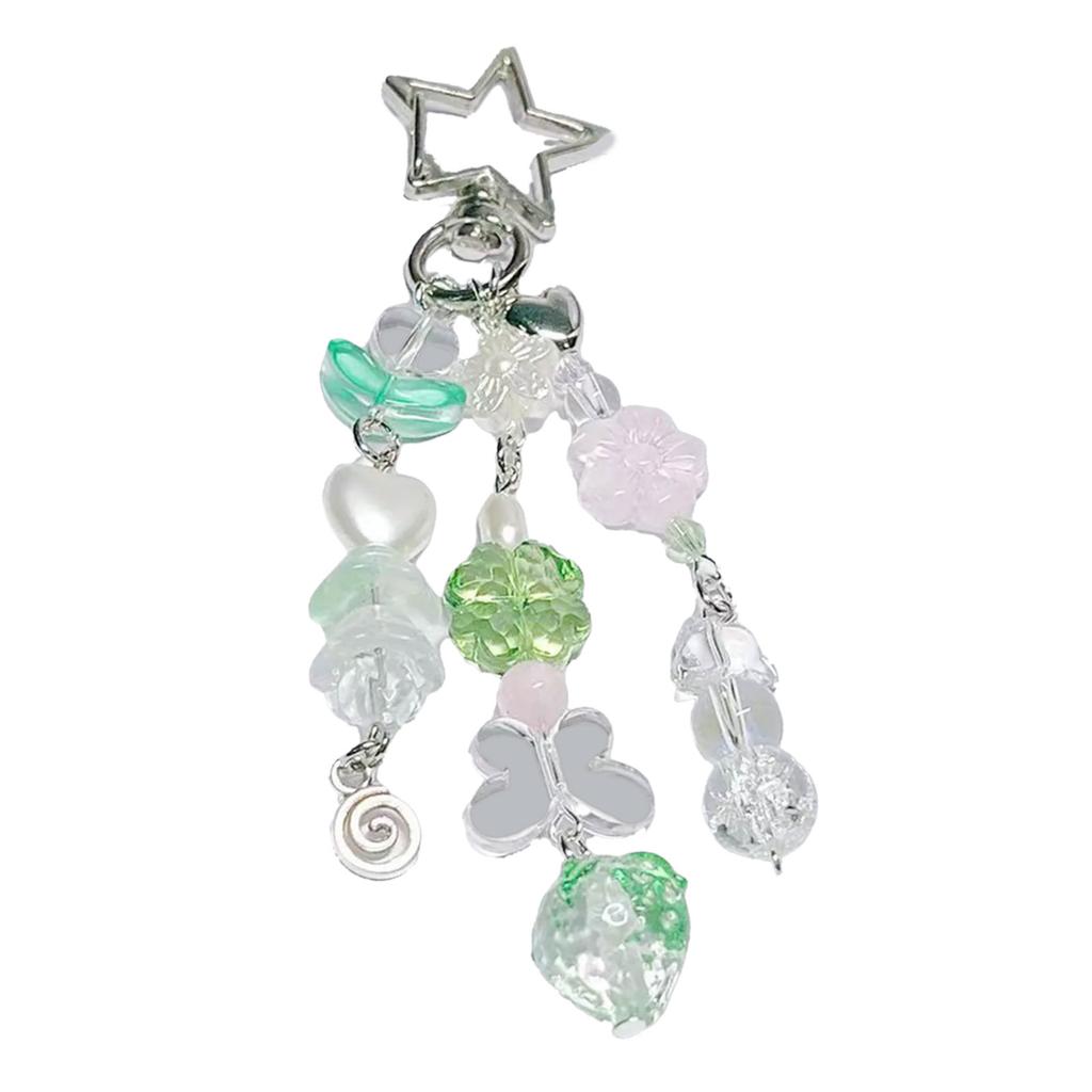 Aesthetic Star Strawberry Key Rings Elegant Bag Charm Bead Keychain Bag Pendant Key Ornament for Purses and Present