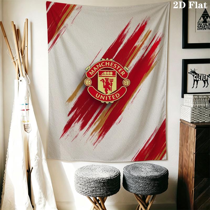 Manchester Unitedaa Tapisserie Murale Accrochage Mural Esthétique Couverture en Tissu Imprimé Tapisseries Décoratives pour Chambre à Coucher Salon Décoration de la Maison