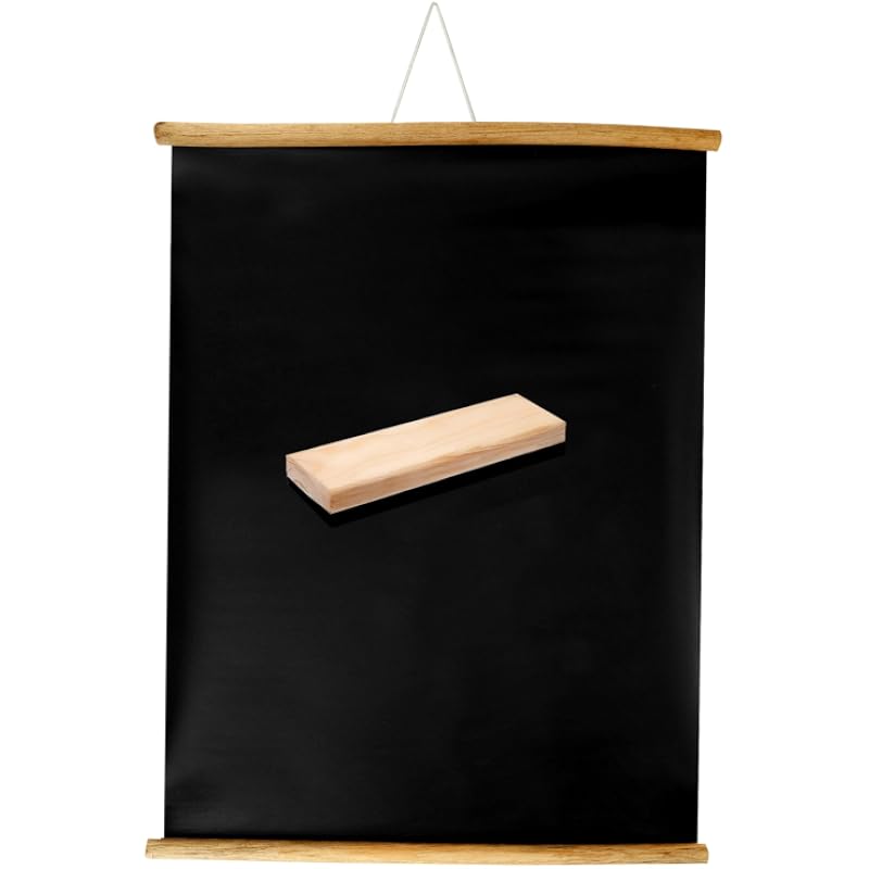 Eduway 1.5X2 Ft (18X24 Inch) Wall Hanging Wooden Roll-Up Black Board/Chalkboard | For Home, Office, School, Kids | With