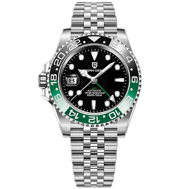 PAGANI DESIGN 40MM Luxury Men GMT Automatic Machinery Watch Ceramic Bezel Jubilee Strap Sapphire Waterproof Watches for men