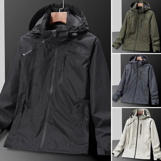 Herren Windbreaker Wasserabweisend Winddicht Frühling Herbst Übergröße Kapuzenjacke Mantel