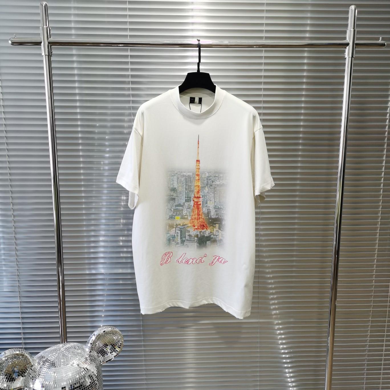 Футболка унисекс с коротким рукавом Nanyou Eiffel Tower Night View в европейском стиле Size 1 бежевый 4679₽