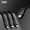 3-in-1 Charging Cable for Samsung Galaxy A14 4G-5G, A34 A54 5G A53 A52 M13 M23 5G, USB-C Micro-USB Cable Black 1.2 Meter