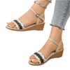 Women Summer Woven Rope Buckle Strap Wedge Sandals Platform Casual Open Toe Slip On Shoes