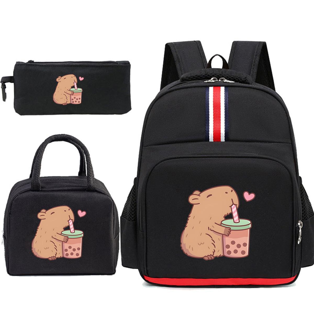 

Kapibara surrounding cute children s schoolbag combination three-piece set single shoulder double shoulder primary school pencil case No Spec