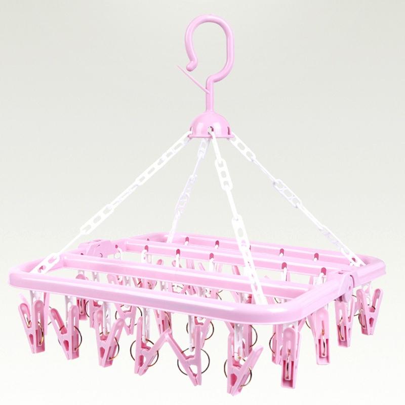 Multifunctional 36 Clips Drying Rack Clothes Hanging Underwear Socks Rack Folding Hanger