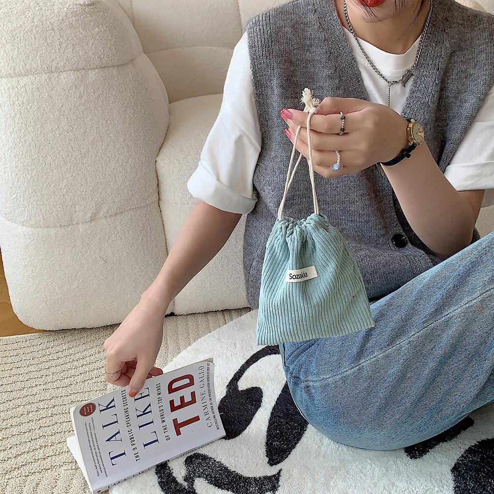Corduroy Drawstring Cosmetic Jewelry Storage Bag Small Sundries Tea Candy Nut Convenient Storage Cosmetic Bag