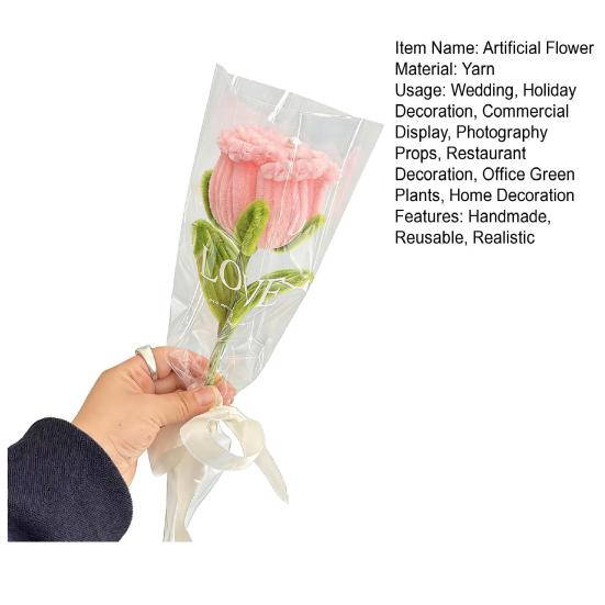 Finished Pipe Cleaner Artificial Rose Handmade Preserved Fake Flower Plush Twist Stick Floral Decoration Wedding Anniversary Mother's Day Birthday