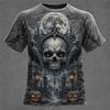 New Men's Crew-Neck T-Shirt Pumpkin Skeleton and Scarecrow Print Halloween Horror Casual Top Unisex Holiday Party Outfit