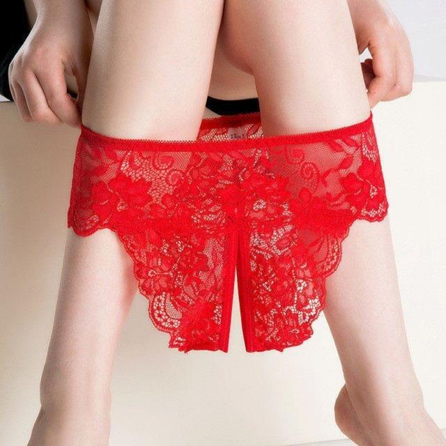 XL-4XL Plus rozmiar otwarte majtki z kroczem na seks koronkowa przezroczysta bielizna damska seksowna bielizna rozciągające stringi Femme Christmas