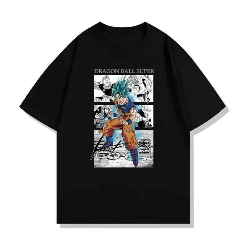 

2026 Dragon Ball Super Saiyan Goku Anime Unisex Women Summer T-shirt Harajuku Retro Short Sleeve Casual Comfort Y2k Top Ins 4XL