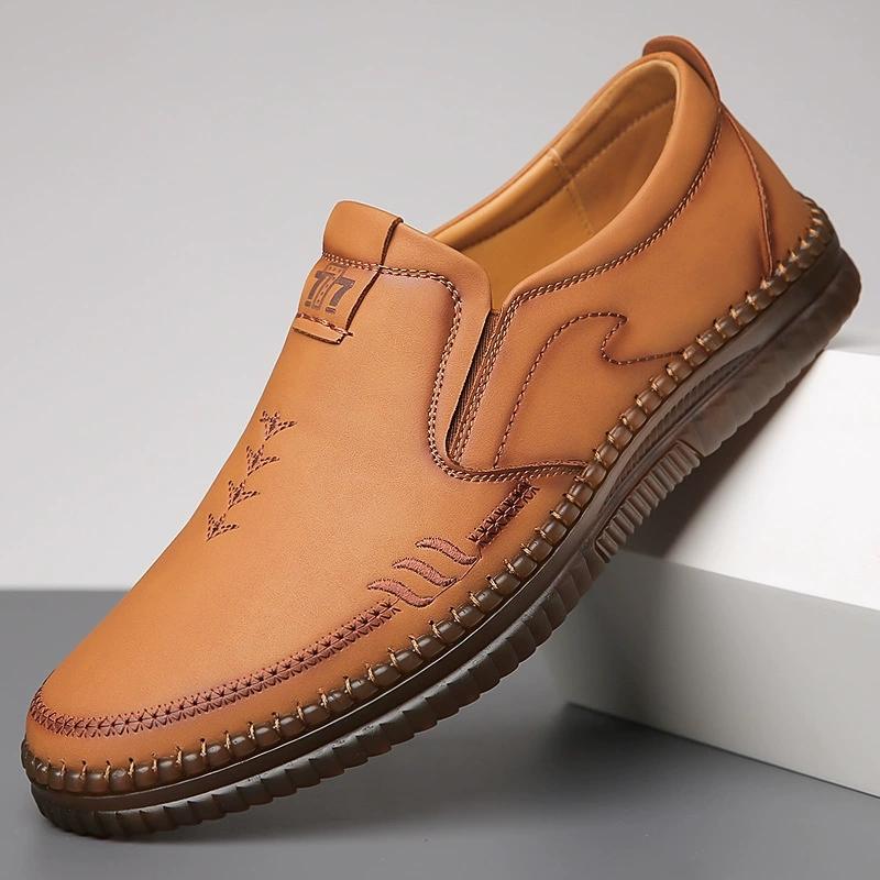 Fashion Leather Men Casual Shoes Handmade Lightweight Mens Loafers Breathable Comfortable Walking Shoes Slip-on Driving Shoes