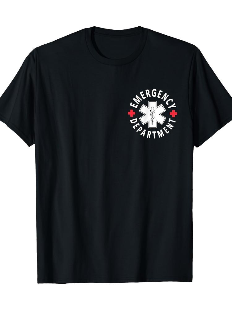 Emergency Department Medical with EMTEDER Nursing DesignCrossStar of Life100cotton short sleeve printed mens Tshirt