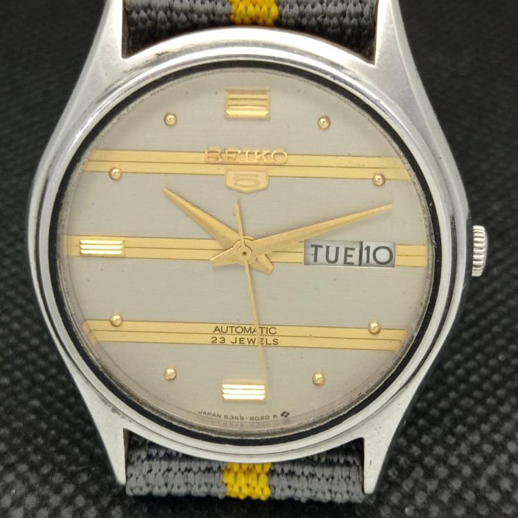 BRUKT VINTAGE SEIKO 5 AUTOMATISK 6349A JAPAN HERREKLOKKE MED ORIGINAL SKIVE a315993-9 SKU608e-a315993