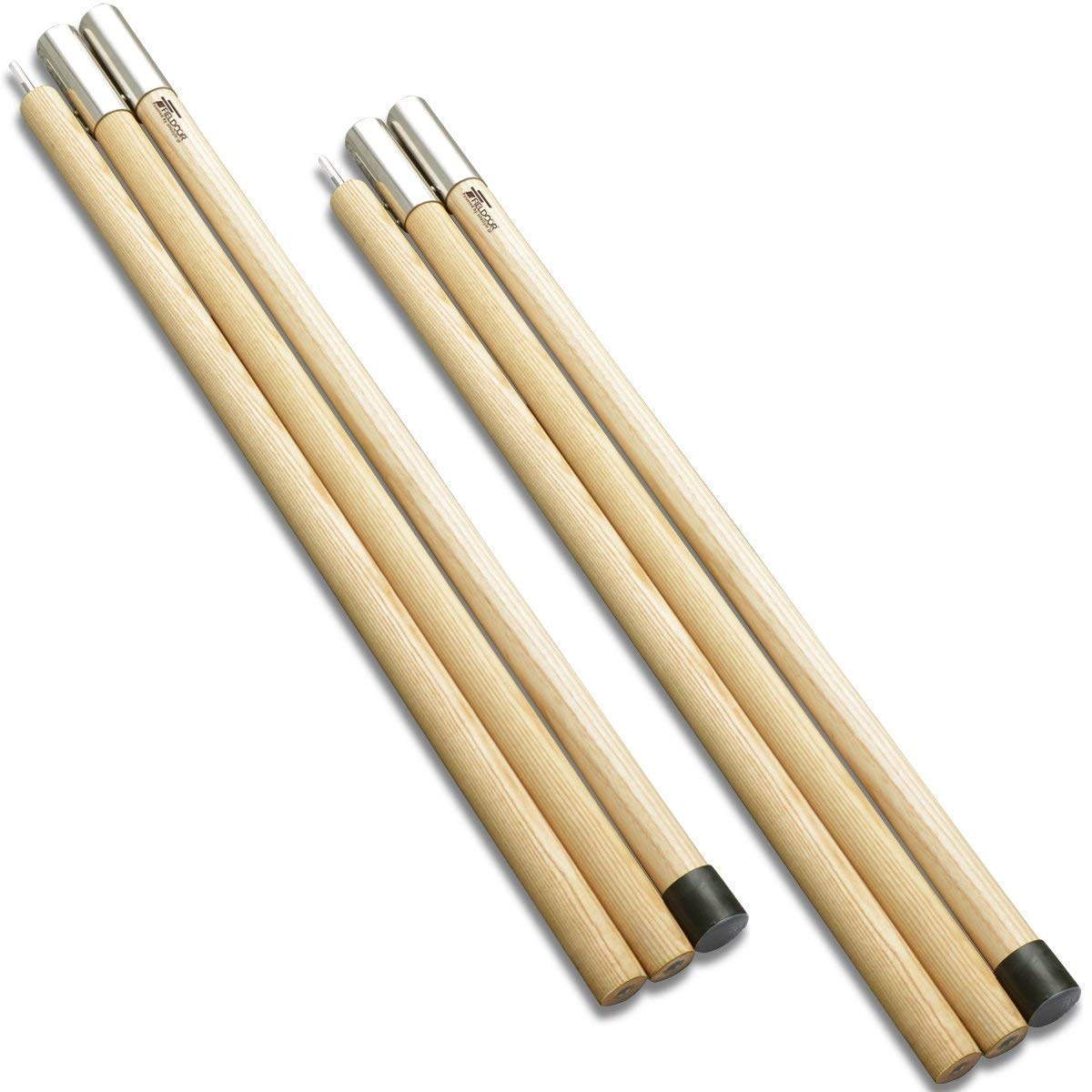 

FIELDOOR Wooden Tent Pole Diameter 32mm Set of 2 (3 connected240cmPole End 6mm) [Natural] Split Tarp Rope Prevention Knurled Wood Pole
