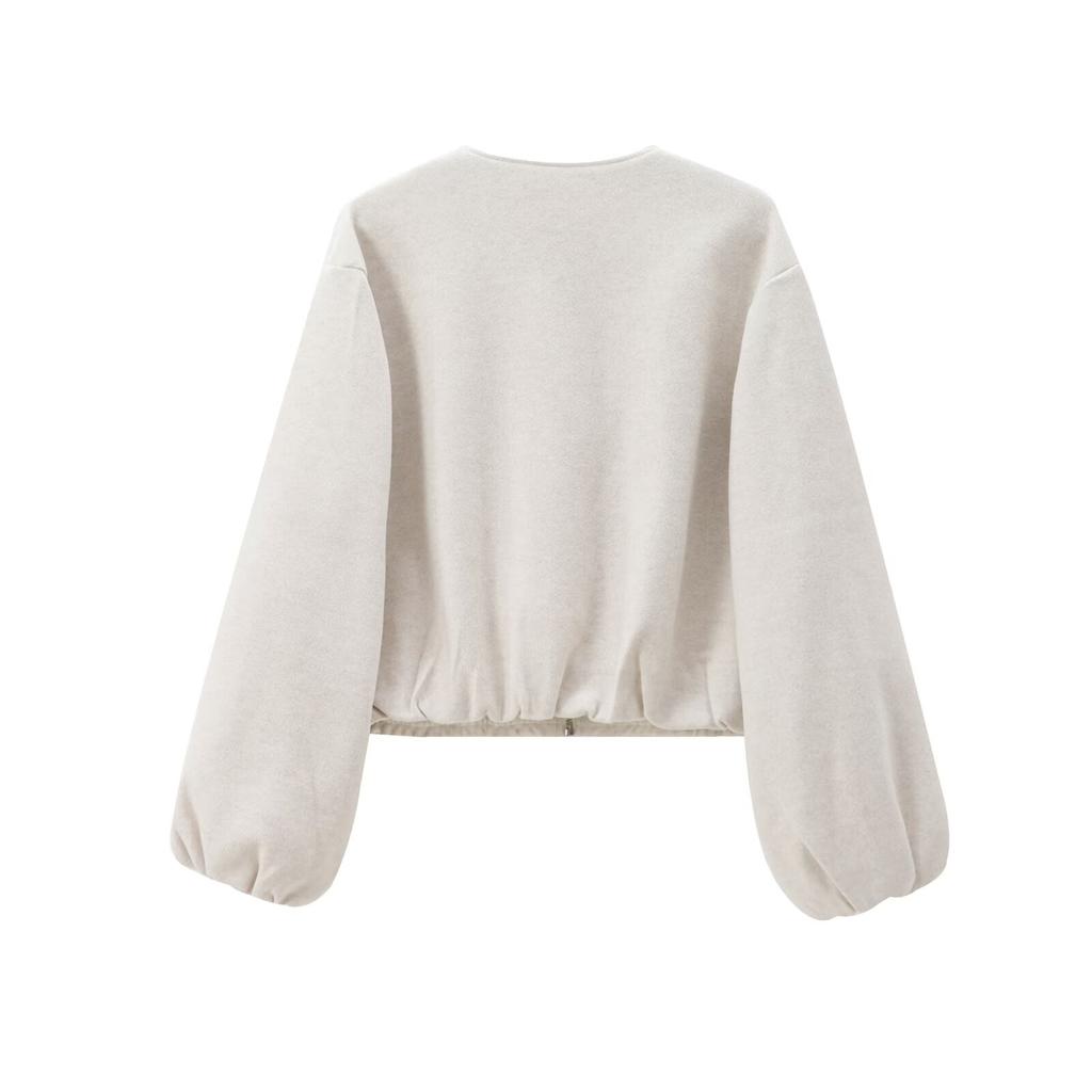 Fleece Bomber Jackets for Women Soft Zipper Woman's Sports Jacket Long Sleeve Cropped Jacket Women Coats Outerwears