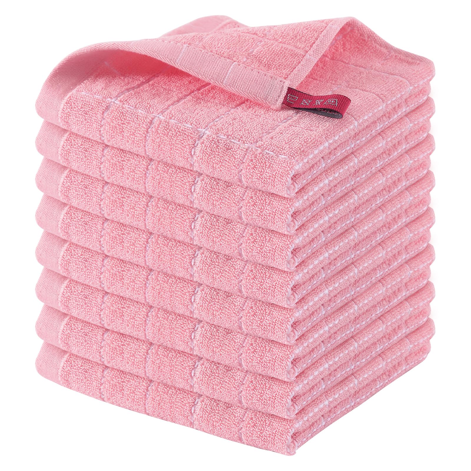 Homaxy Huis Katoen Badstof Keukendoeken Katoenen Keukendoeken Geruit Ontworpen Super Zacht Absorberend Afdroogdoeken Meerpak 12 12-8pack roze