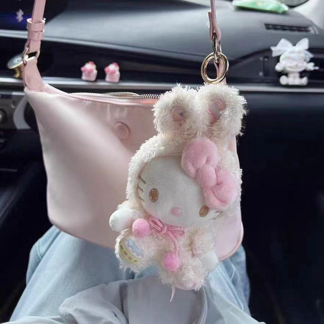 5 Inch Easter Transforming Rabbit Plush Pendant Cute Doll Bag Keychain Accessory 13cm