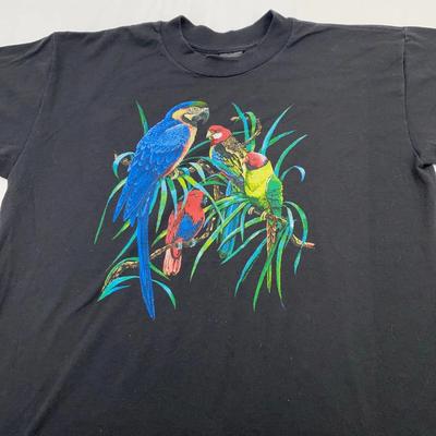 Vintage 90er Jahre PAPAGEI T-Shirt GROSS Natur Regenwald Wildvogel Tier
