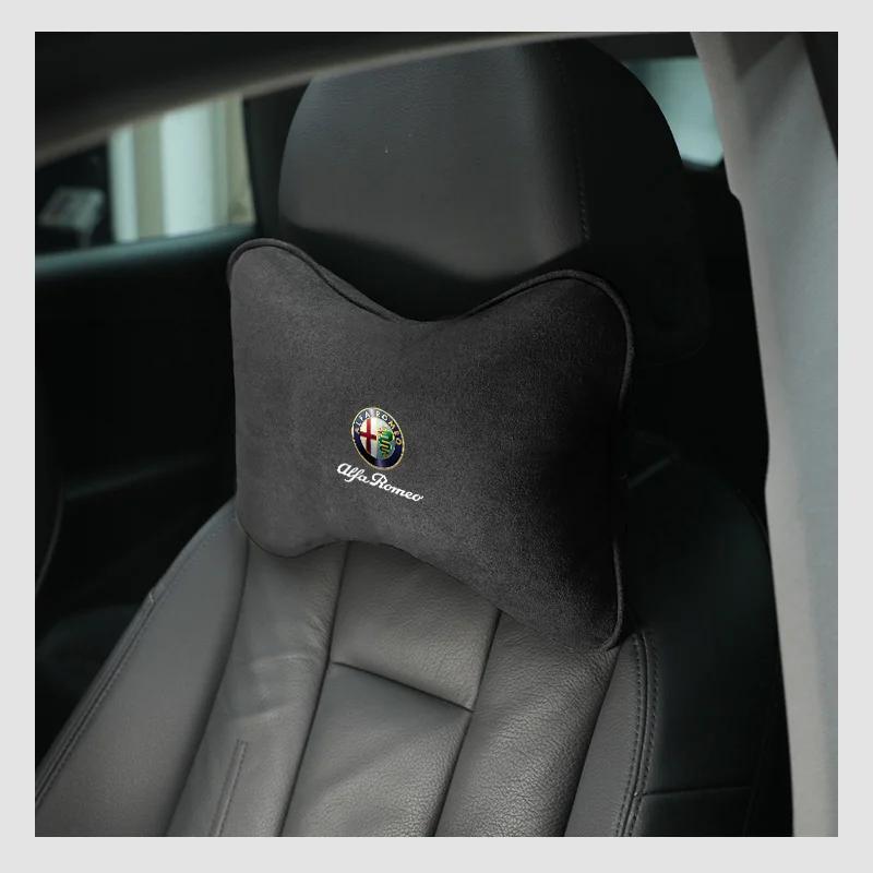 Car Stickers For Alfa Romeo 1pc/2pcs Car Headrest Fur Neck Pillow Seat Head Cushion Pillow For Alfa Romeo Giulia Stelvio Giuliet