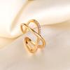 Gold-plated Micro-inlaid Cross-line Ring, Simple Personality Niche, Non-fading Index Finger Ring