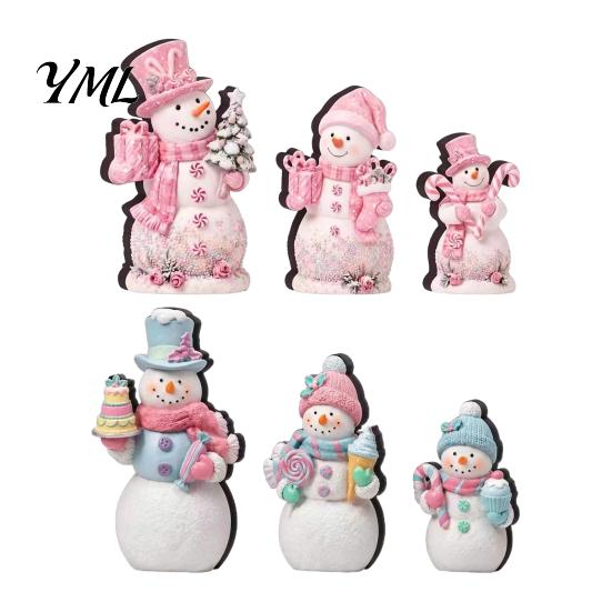 Reusable Holiday Table Settings 3Pcs Christmas Wooden Tabletop Decor, Cute Snowman Gingerbread Man Figurines, Ornaments Centerpiece, Rustic for Mantel