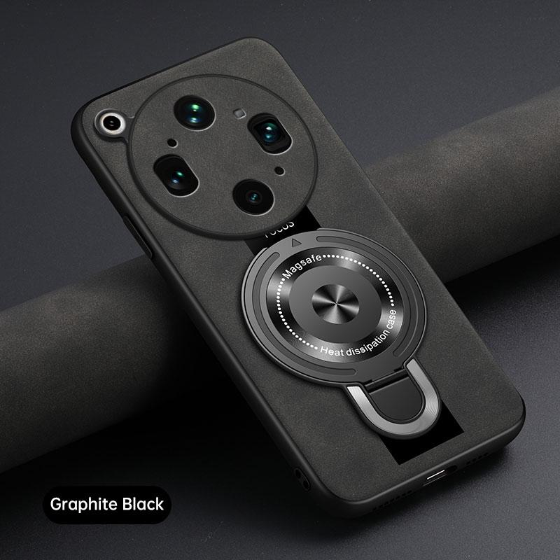 For OPPO Find X9 Ultra Wireless Charging Magnetic Ring Holder Phone Case For Find X9Ultra Soft Frame PU Leather Shockproof Cover
