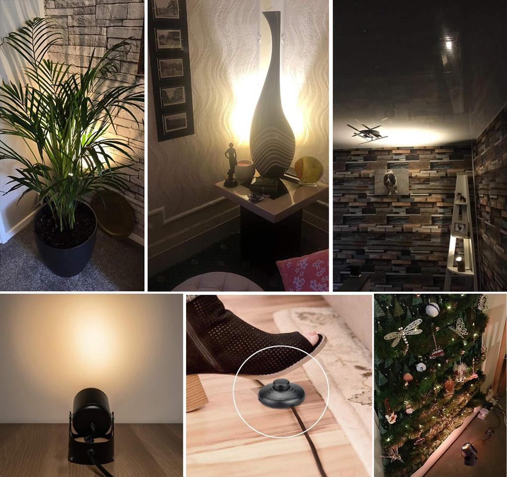 STGGTS 7W Dimmable Spotlight with Remote Control, Outlet Type, Foot Switch, and Adjustable Angle for Indoor Use, Wall, Ceiling, Exhibition,