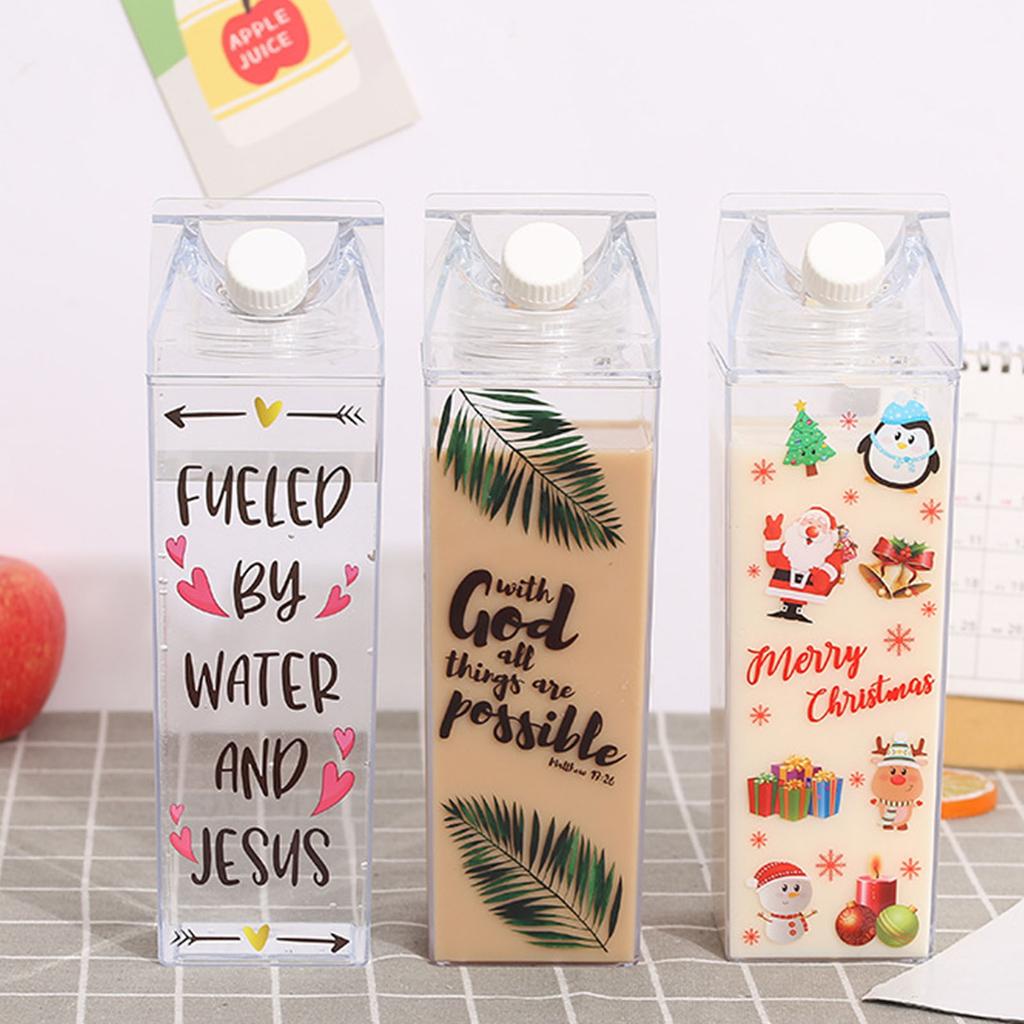 Milk Carton Water Bottle Large Capacity Sealed Leakproof Food Grade PP Plastic Rectangle
