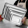 Rectangular Stainless Steel Tray for Serving Cold Dishes, Vegetables, Dumplings, and BBQ. Ideal for Home or Commercial Use.