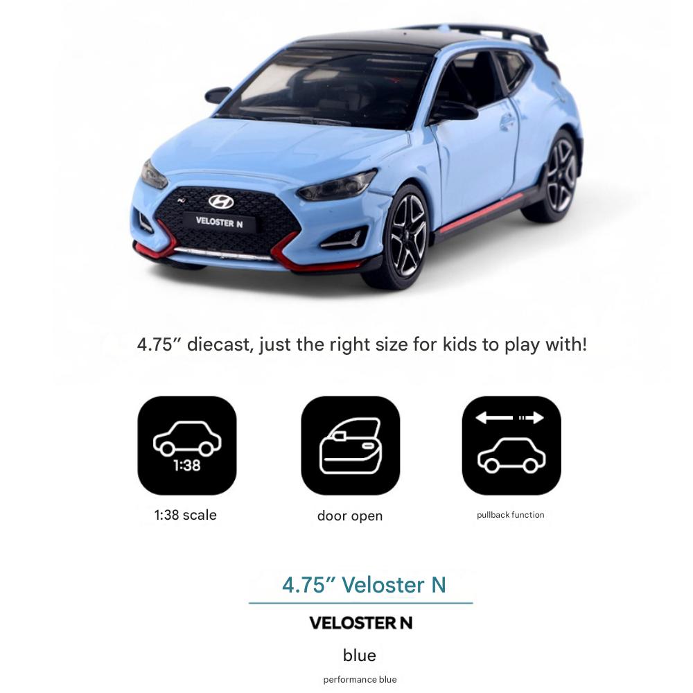 Hyundai Veloster N 1:38 Diecast Mini Car Performance Blue