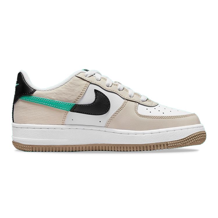 Nike Air Force 1 LE GS Spliced Swoosh Kids Sneakers White Black Sail DX6062-101