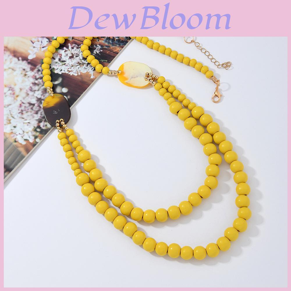 Bohemian Wooden Bead Shell Necklace With Handcrafted Chain For Summer Travel Accessories Women