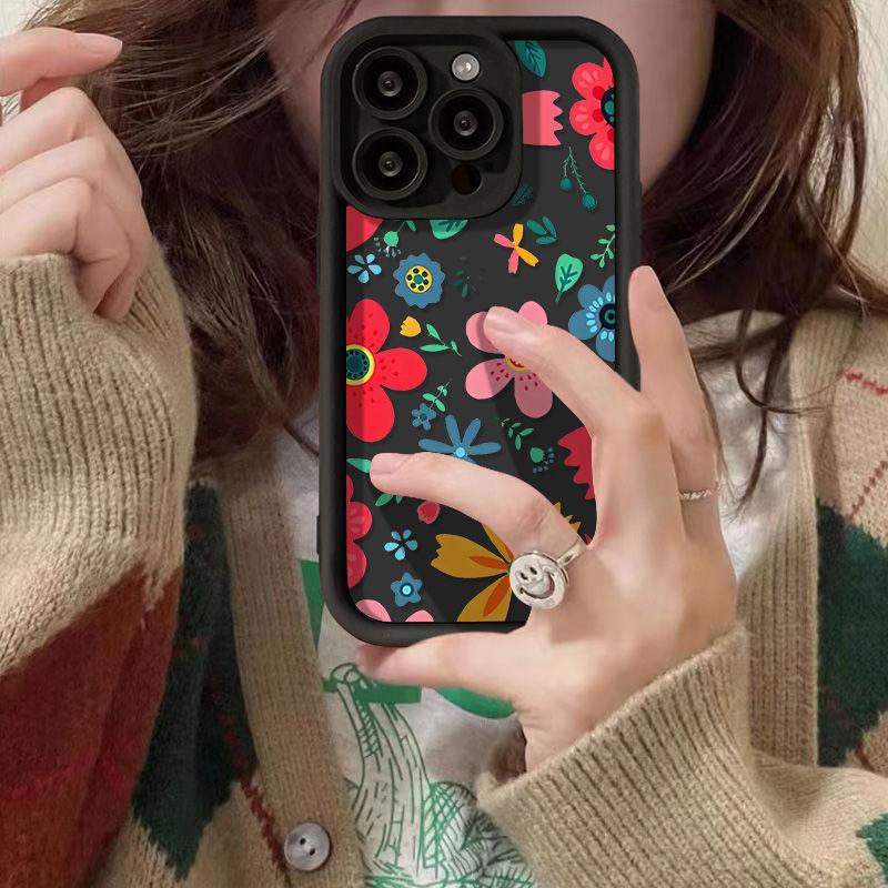 Colorful Flower Applies To iPhone17promax Apple 14 Mobile Phone Case 13 Cute 12 Premium Sense 15 Protective Case