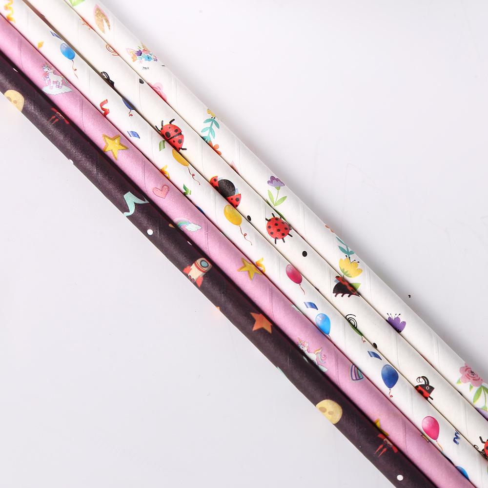 Individually Wrapped Colored Paper Straws for Milk, Tea, Coffee, or Party Decor