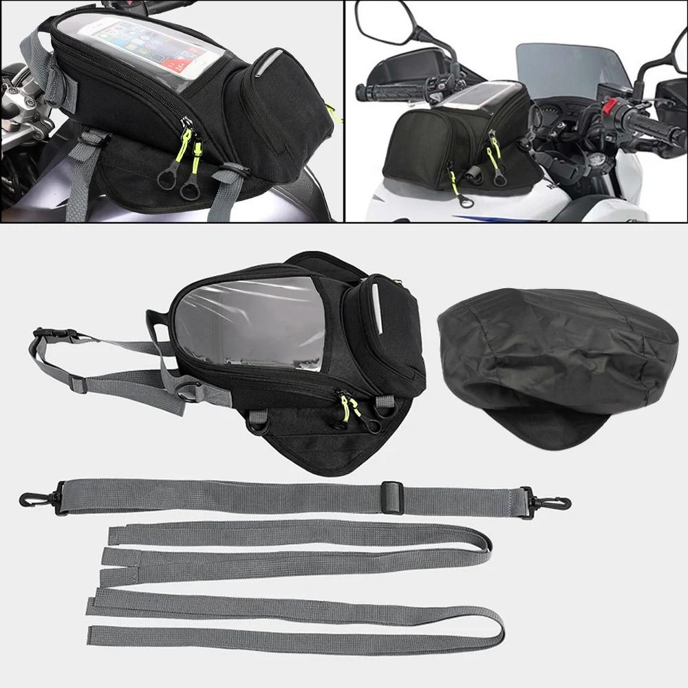 Motorcycle Tank Bag, Water Resistant with Super Strong Magnetic Gas Oil Fuel Tank Bag Black Bigger Window for Honda Yamaha