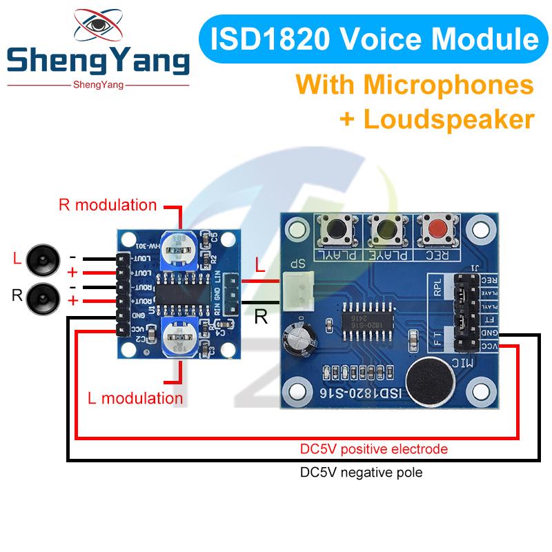ISD1820 recording module TZT voice module the voice board telediphone module board with Microphones + Loudspeaker