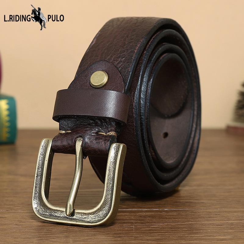 Woven Leather Belt Male Leather Pin Buckle Handmade Retro Old Fashion Young Personality Brass Buckle Belt