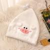 Cartoon Little Pig Qiao, Coral Velvet Princess Hat, Facial Embroidery Shower Cap, Water-absorbing Thickened Hair Cap for Girls