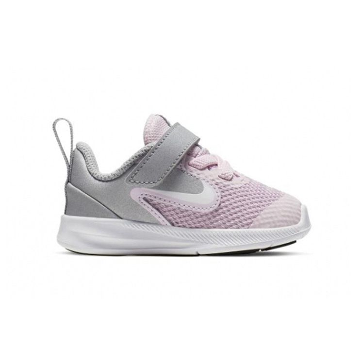 Nike Downshifter 9 Velcro Casual Non-Slip Shock Absorbing Durable Low-Top Walking Shoes Baby Shoes Pink Gray AR4137-601