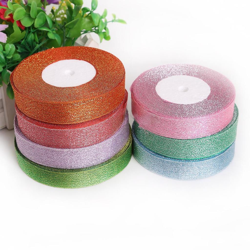 25Yards Metallic Ribbon Organza Ribbon For Wedding Party Decoration Gift Wrap Christmas Ribbons