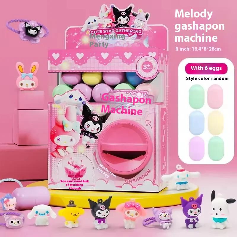 Sanrio Dětský Kreslený Melody Kroutící Vejce Stroj Mini Panenka Chytání Panenek Stroj DIY Zábavné Vejce Slepá Krabička Hračka Dětské Dárky Překvapení