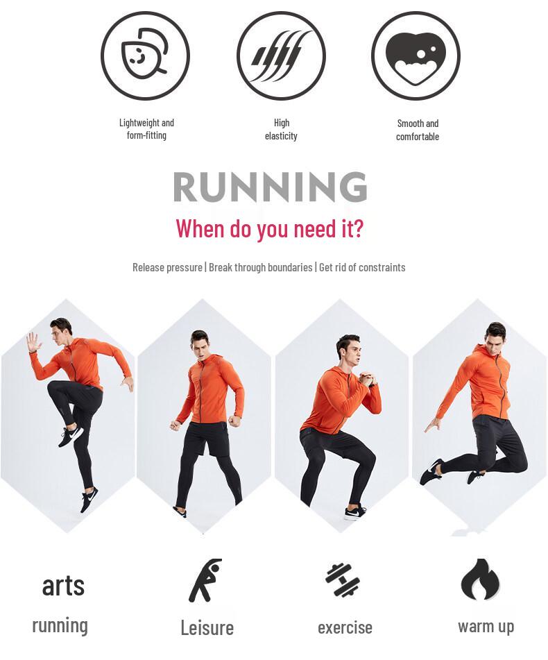 Men's Breathable Fitness Clothing Set - Tight-fitting, Sweat-wicking Training Gear for Running and Gym (Spring & Autumn).