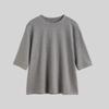 Women's Simple Versatile Basic Solid Colour Back Centre Seam Round Neck Mid Sleeve T-Shirt Classic Black White Grey