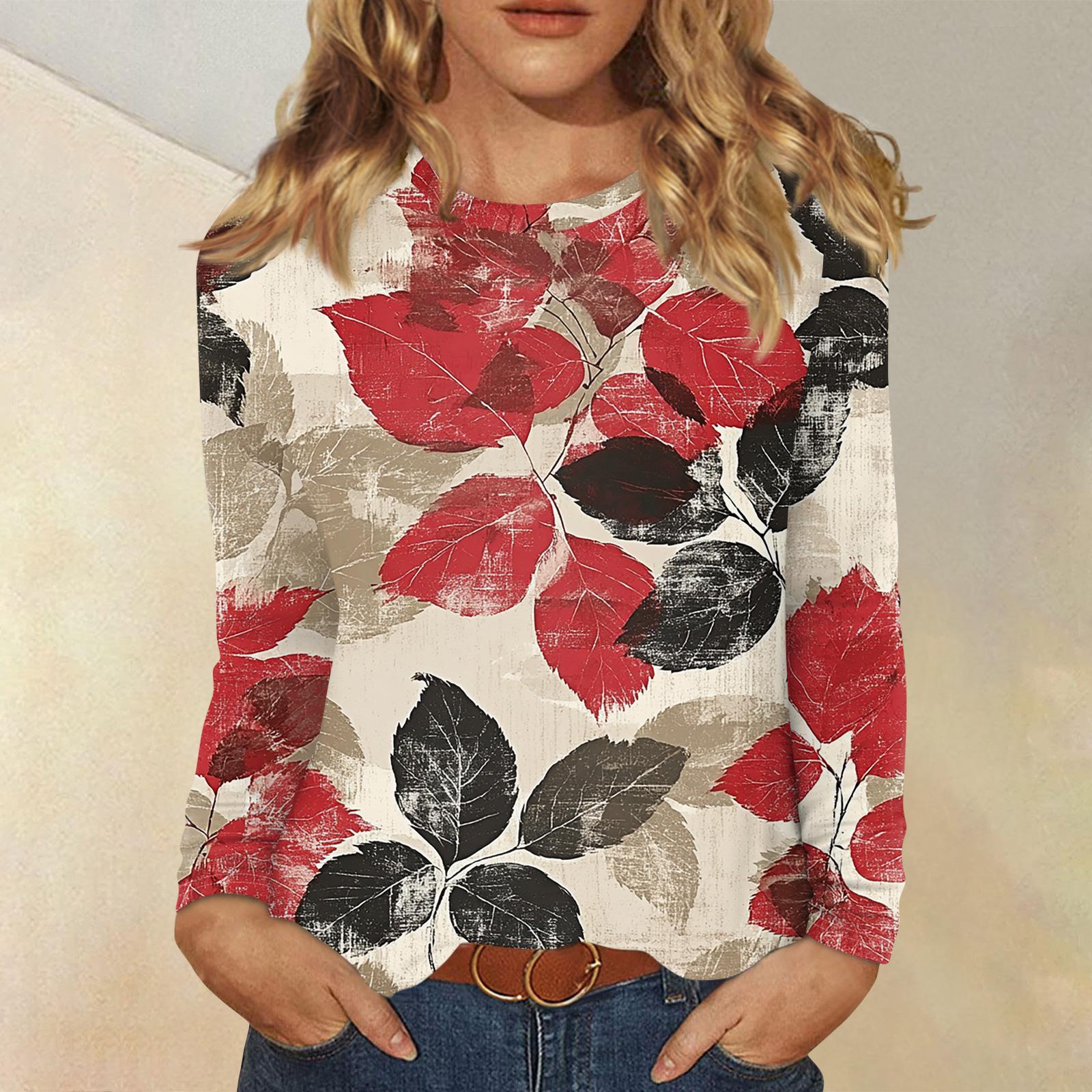 

Женский модный пуловер с цветочным принтом и длинными рукавами XL