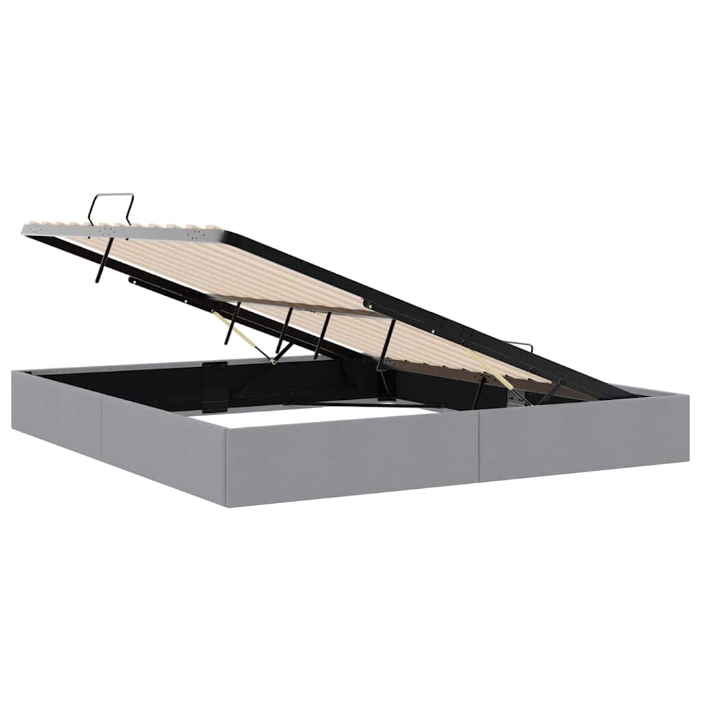Storage Bed with Storage Light Gray 193 x 203 cm Fabric