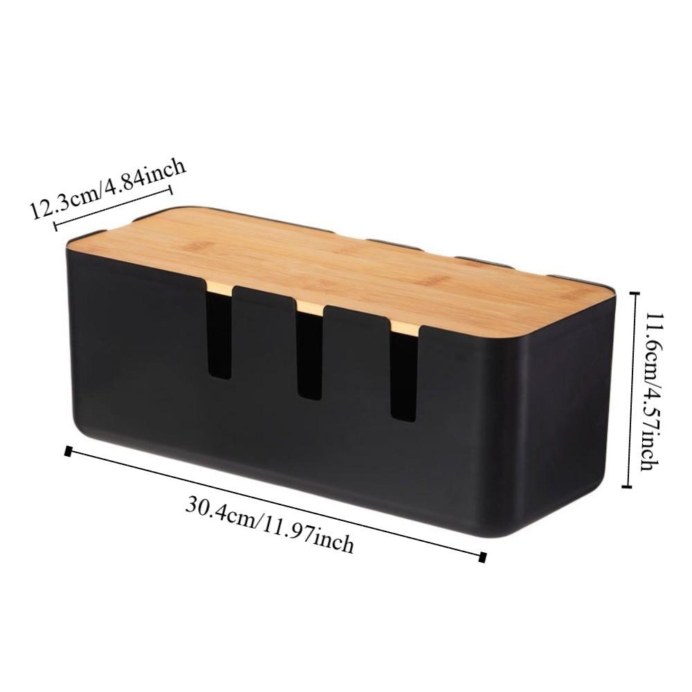 With Wooden Lid Desk Power Cable Box Storage Bin Power Wire Case Power Cord Case  Charger