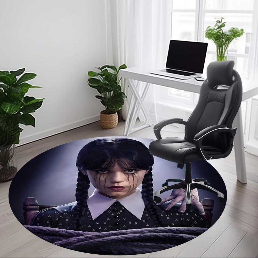 1PC Wednesday Office Round Rug, Non-slip, Soft and Durable Office Rug for Interior Decoration, Perfect for Office, Beautiful Decoration