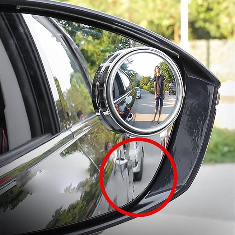 Weitwinkel 360 Grad Verstellbarer Klarer Rückspiegel Sicherheitsfahren 2 Stück Runder Rahmen Konvexer Toter-Winkel-Spiegel Autozubehör