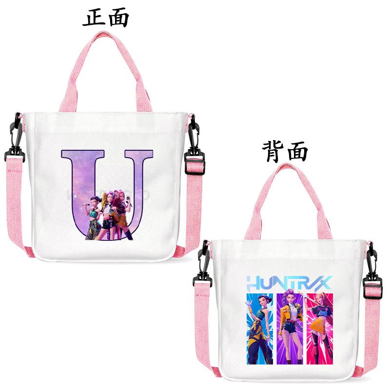 Anime Cartoon Letter Shoulder Bag Versatile Commuter Handbag Large Capacity Student Canvas Bag